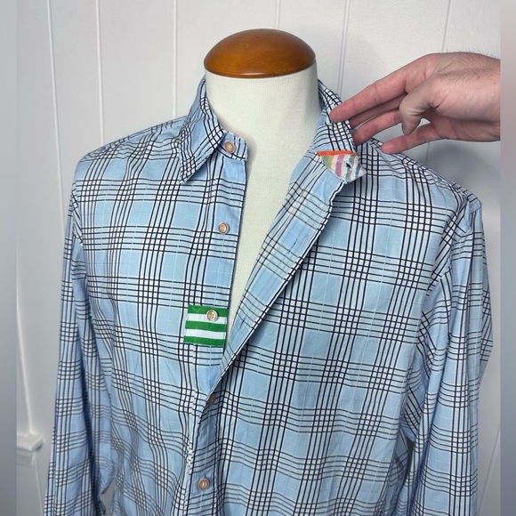 Robert Graham Blue Checkered Plaid Casual Shirt - Picture 6 of 12